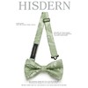 HISDERN Bow Tie with Pocket Square for Men Plain Adjustable