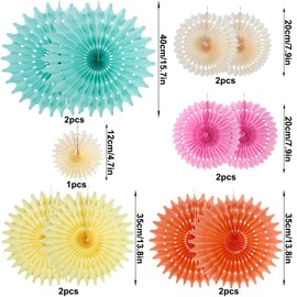 Easy Joy Paper Fan Set of 11 Rosette Hanging Paper Fans Garland Girls Decoration for Wedding Birthday Summer Decoration Table Decoration Wedding Graduation Children Party