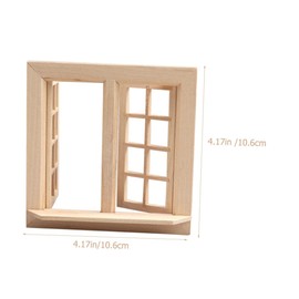 Garneck Miniature Dollhouse Windows Wooden 1:12 Small Window Frame Model Dollhouse Furniture for DIY Craft Decor