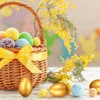 Lurrose 12pcs Easter Gold Eggs Artificial Eggs Wooden Eggs for