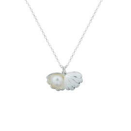 SUGARKITTEN LONDON 925 Sterling Silver Shell Necklace with Natural Freshwater Pearl