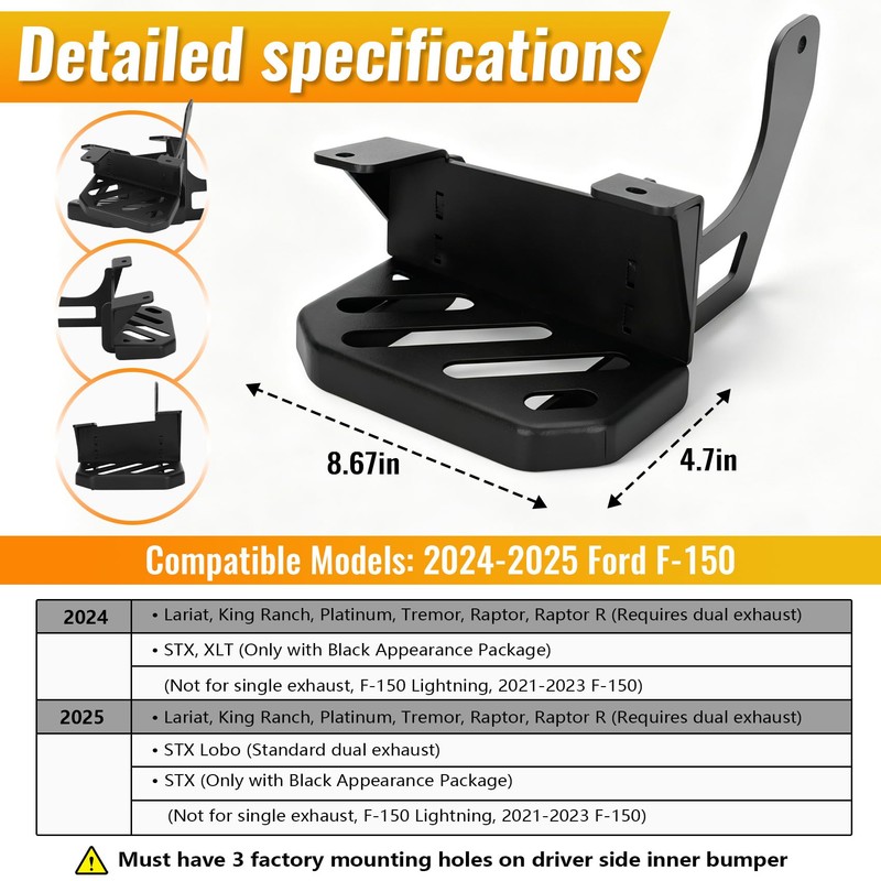 Rear Bed Step Compatible with 2023 2026 Ford F150 Tailgate
