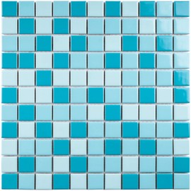 BT-PM19 1" x 1" Square Creamy Blue Porcelain (Polished Finish) Floor & Wall Tile & Pool Tile Mosaic Tile 11-3/4 in. x 11-3/4 in. x 6mm (Thickness) 1 Sheet=0.97 sqt (1 Sheet)