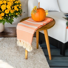 Bazaar Anatolia Turkish Beach Towel 100% Cotton Bath Towels Oversized Quick Dry Boho Farmhouse Fall Decor Sheets Bathroom Towels Sand Free Camping Blanket 71x39 inches - Stripe Orange