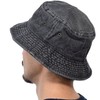 NEWHATTAN Bucket Hat, Hat, Plain, Denim, Black