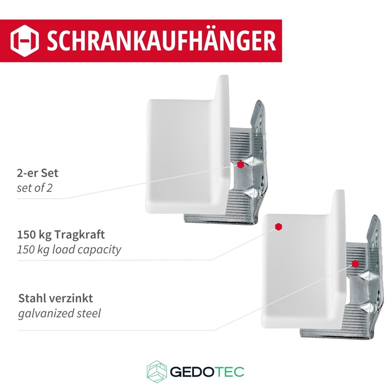 Gedotec Cabinet Hanger Adjustable Cupboard Holder for Screwing | Cover