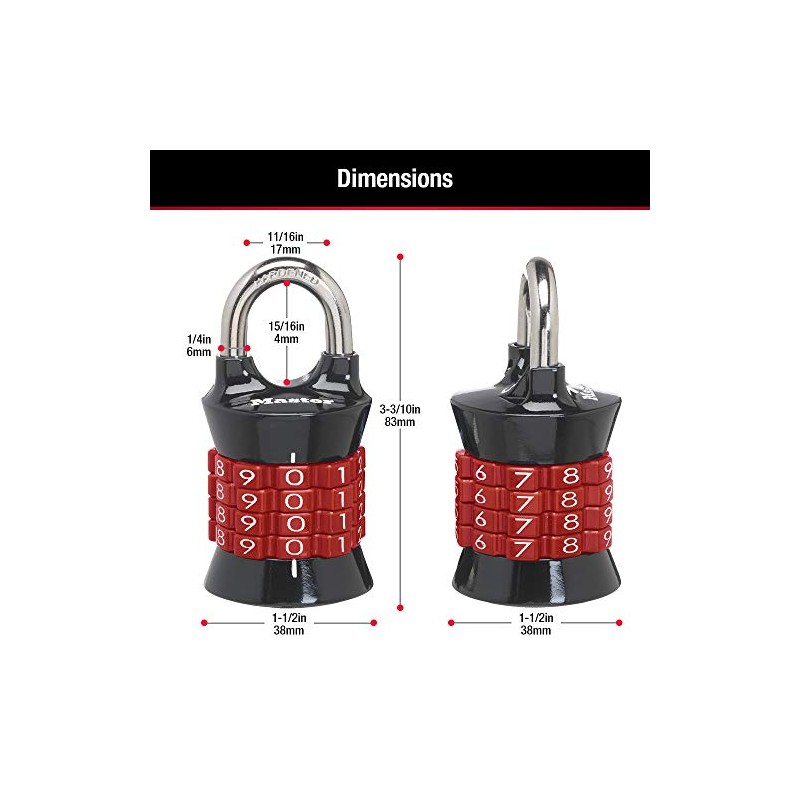Master Lock Locker Lock Set Your Own Combination Padlock, 3