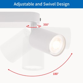 ANWIO EUS-EA190811-10-02RW Ceiling Spotlight 2-Bulb White GU10 Swivelling Spotlight for Kitchen, Bedroom, Living Room, Hallway, (Without Bulbs)