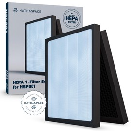 HATHASPACE HSP003 H13 True HEPA Filter Replacement, Dual-Stage Air Purifier Filter with Activated Carbon, Captures Dust, Smoke, Odors, VOCs, Easy to Install, Certified Replacement for HSP003, 1 Set