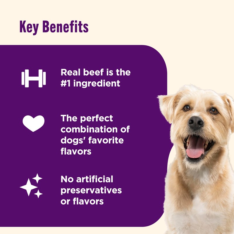 Nutrish Triple Delights Premium Dog Treats with Real Beef, Bacon,