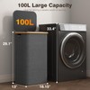 100L Laundry Hamper with Lid, Large Laundry Basket with Bamboo