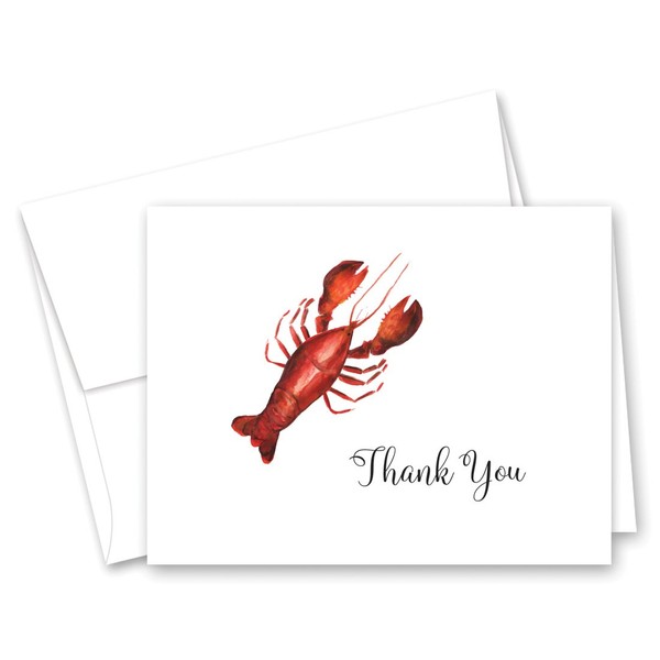 50 cnt Watercolor Lobster Crawfish Thank You Cards