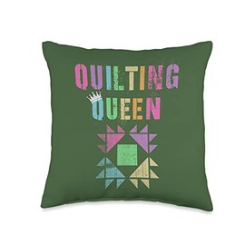 Funny Embroidery Machine Cats Fort Co Vintage Queen Love It to Pieces Sewing Saying Quilt Throw Pillow, 16x16, Multicolor