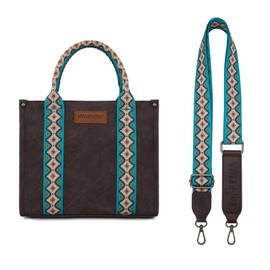 Wrangler Western Tote Bag for Women Aztec Purse and handbags Top Handle Shoulder Purses with Guitar Strap for Gift WG205A-8120SCF/TQ