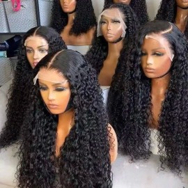Best Raw Indian Human Hair Curly Wig HD Lace Glueless Frontal Closure Wigs Raw Vietnamese Hair Burmese Curly Human Hair Wig Fullstyle: Loose Curl Wig, color: 4 by 4 ClosureWig, stretched length: 10 inches