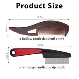 Dandruff Comb - 2 Pcs Scalp Sweep Detoxing Comb Stainless Steel Fine Tooth Comb for Women Men Kids, Dandruff Remover Comb Scalp Sweep Detoxing Comb, Lice Comb Multifunctional Hairbrush