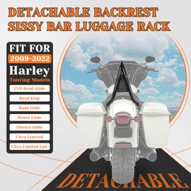 HECASA Detachable Backrest Sissy Bar Compatible with 2009-2024 Harley Touring Models Street Road Electra Glide Road King CVO Ultra Limited Low Back Rest Luggage Rack (22 Inches Black)