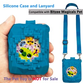 JCHPINE Hard Carrying Case and Silicone Cover for Bitzee Magicals Interactive Toy Digital Pet Case, Accessories for Bitzee Magicals Virtual Electronic Pets (Blue Case)