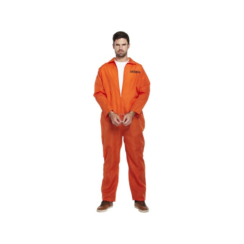 Adult Prisoner Overalls Orange Costume, Orange