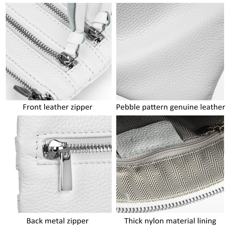 befen Leather Crossbody Purse for Women Lightweight White Crossbody Bag