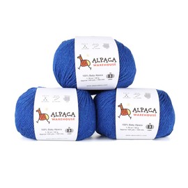 Juego de 3 madejas de lana de alpaca 100% para bebé, peso DK, fabricado en Perú, suave y perfecto para tejer y ganchillo (azul azul, DK)