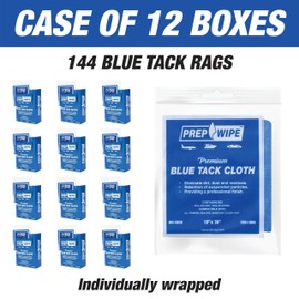 Prep-Wipes Tack Rags - Tack Cloths – Case of 144 - Professional Woodworking and Painting - Lint Free, Removes Dust, Sanding Particles, Clean Surfaces – Wax Free Silicone Free, Anti-Static