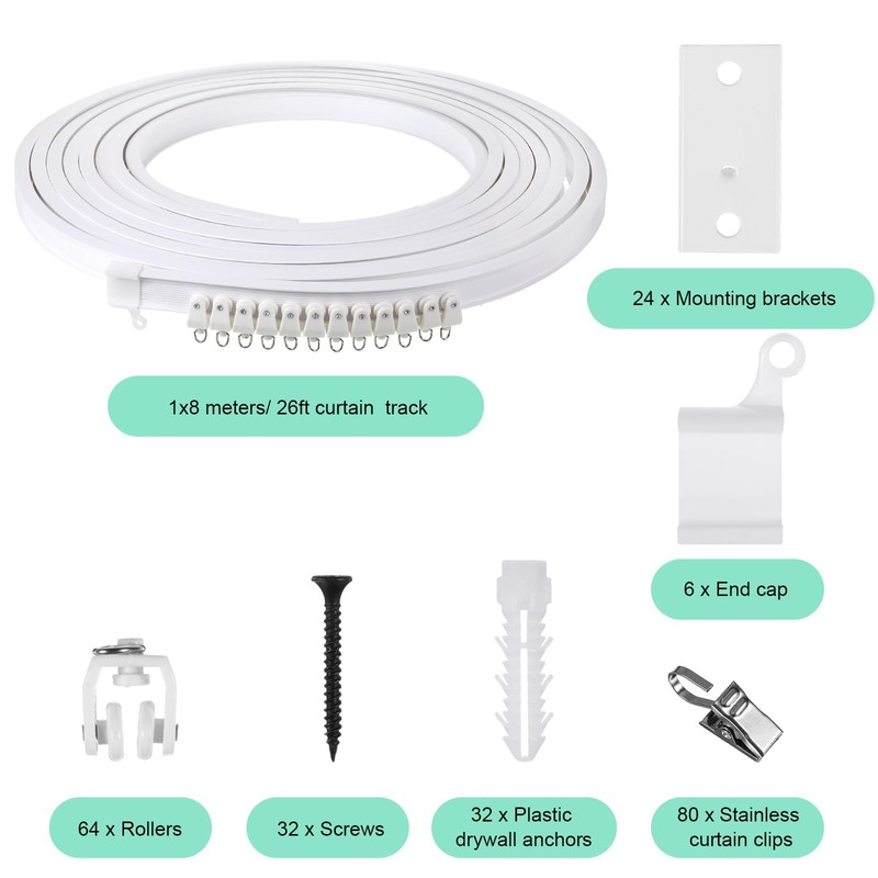 Curved Ceiling Curtain Track Bendable Mount for Curtain Rail Bunk