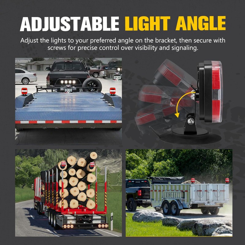 Wireless Trailer Lights Kit, Adjustable Magnetic Towing Lights with Brake
