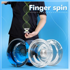 WATIEOBOO Responsive Yo-Yo Set of 2 - P02 White YoYo & M18 Black Blue YoYo for Beginner with Bearing Kit + 1 yo yo case + 10 yoyos Strings