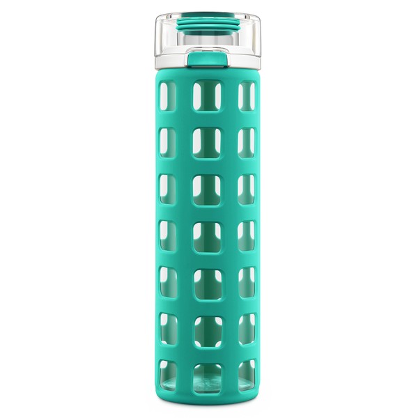 Ello Syndicate Glass Water Bottle with One-Touch Flip Lid , Mint, 20-ounce