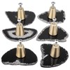 mookaitedecor Set of 6 Drawer Knobs Black Agate Brass Decoration