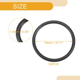 Partuto 50 Pcs 18mm ID x 1.5mm CS Universal Car O Ring Seal Gasket - Car - Faucet Repair Trucks Suvs Trailer Tube Sealing Waterproof - NBR Rubber Black