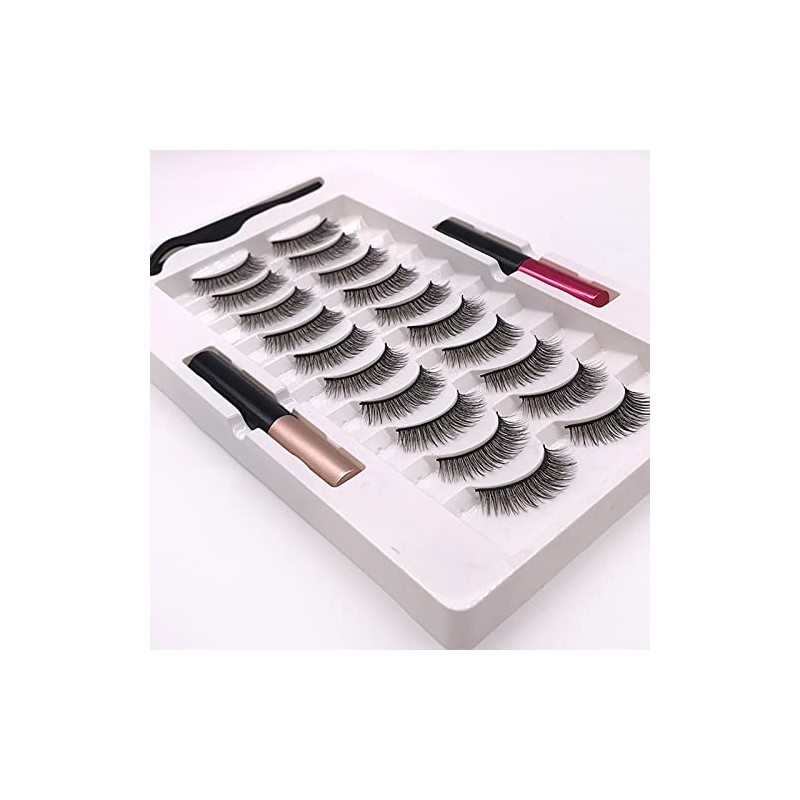 Kit de 10 Pares de Pestañas Magnéticas, Pestañas Autoadhesivas Reutilizables,