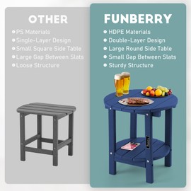 FUNBERRY Outdoor Adirondack Side Table Set of 2, 2-Tier Patio End Tables, HDPE All Weather for Outside