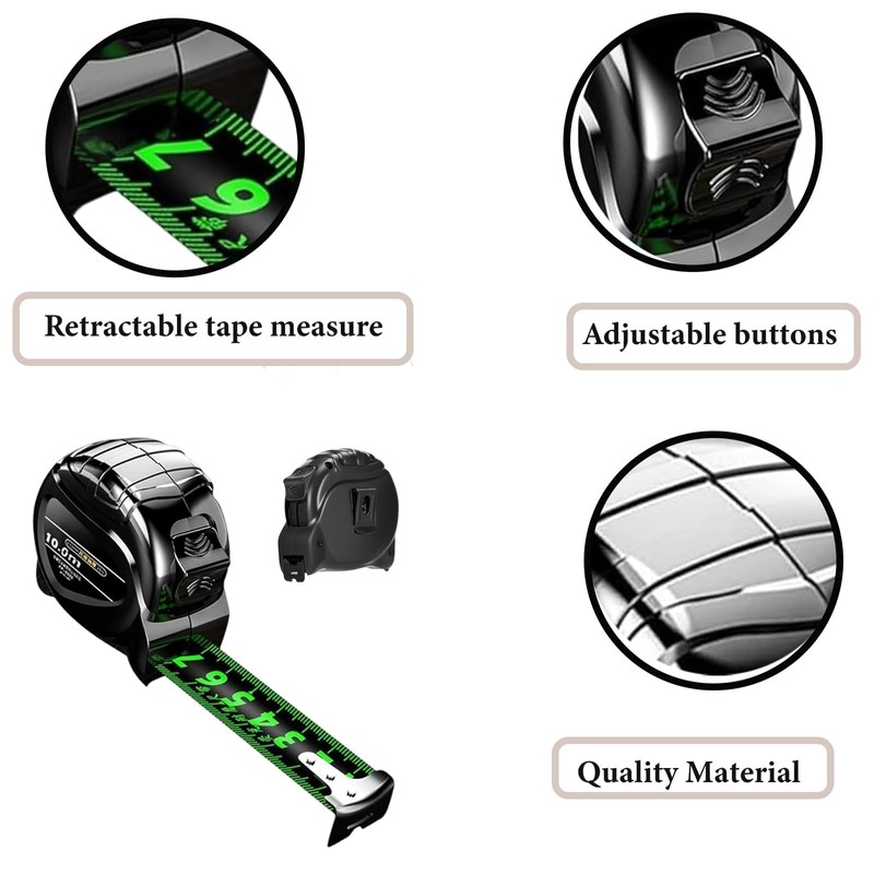 Fluorescent Tape Measure 10 Metre/32.8ft,25mm Waterproof Width General Builders Tape
