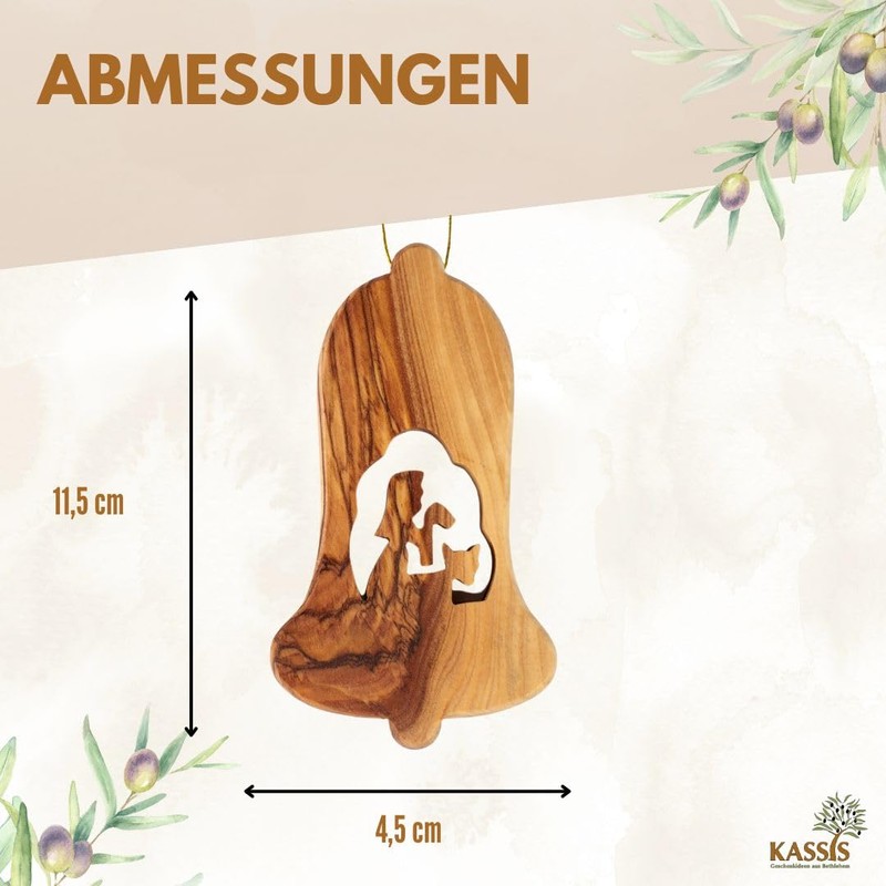 KASSIS Geschenkartikel Olive Wood Christmas Decoration Tree Decorations Set of
