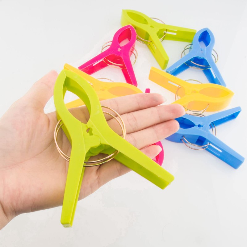 8 Pcs Colorful Beach Towel Clips, Large Plastic Laundry Clip