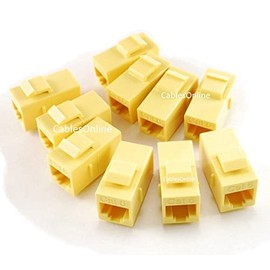 CablesOnline, 10-Pack CAT6 Female/Female RJ45 Ethernet Yellow Keystone Jack Coupler, WP-C02YL-10
