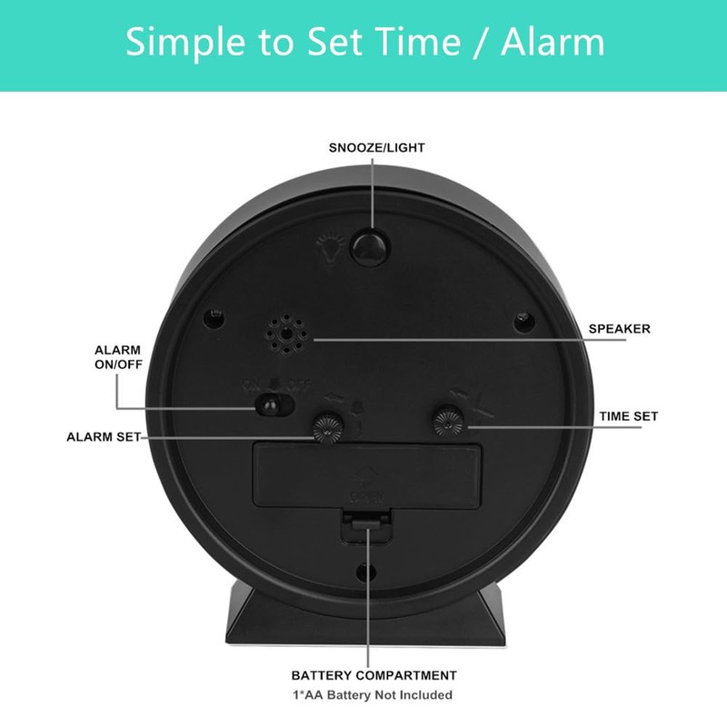 EASIBEST No Ticking Silent Alarm Clock,Easy to Read and Use,Ascending