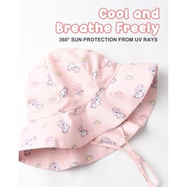 FURTALK Baby Toddler Kids Sun Hat UV Protection Cotton Fishing Hat Girls Boys Adjustable Foldable Summer Beach Bucket Hat with Cute Pattern, Unicorns