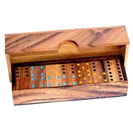 Domino 6 Long Box, Domino 6 Long Box with 6 Points Tile Game Puzzle Wood Board Game for up to 4 Players with 28 Stones Children's Game, Board Game