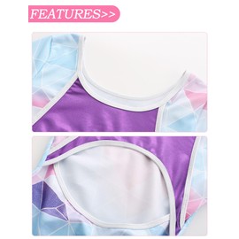 FEOYA Dance Leotard Girls Kids Gradient Colorful Gymnastics Leotard Long Sleeve/Sleeveless Dancewear with Athletic Shorts and Hairband Ballet Dancing Costume Age 9 10