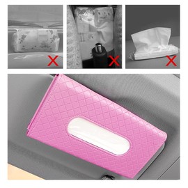 Car Tissue Refill Holder, Tissue Holder for Car, Black PU Leather Car Sun Visor Tissue Paper Storage Box Holder Cases, Hanging Tissue Clip, Car Napkin Holder