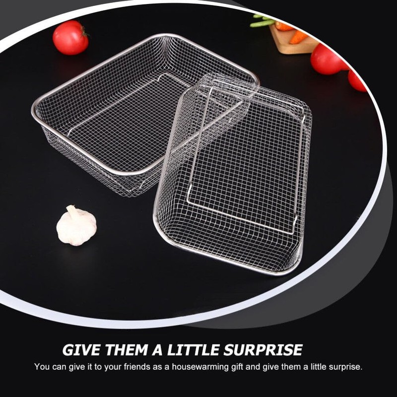 Luxshiny Stainless Steel Multi-Function Mesh Fruit Basket Strainer 14.56X10.55X2.95 Inch