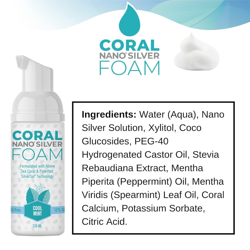 Coral Nano Silver Foaming Toothpaste, Natural Fluoride Free Toothpaste, SLS
