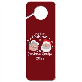 GRAPHICS & MORE First Christmas as Grandma Grandpa 2022 Santa Mrs. Claus Plastic Door Knob Hanger Sign