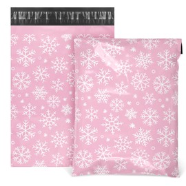 AnyDesign 100Pcs Christmas Poly Mailers 10 x 13Inch Pink Winter Snowflake Shipping Bags with Self Sealing Classic Xmas Holiday Bag Envelopes for Small Business Boutique Clothing