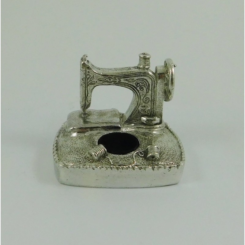 Solid English Pewter Pin Cushion Sewing Machine Design | 8658