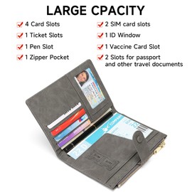 LEEXTON RFID Blocking Leather Passport Wallet Cover Case with Pen and Card Slots Travel Wallet for Women/Men Travel Must Haves Accessories