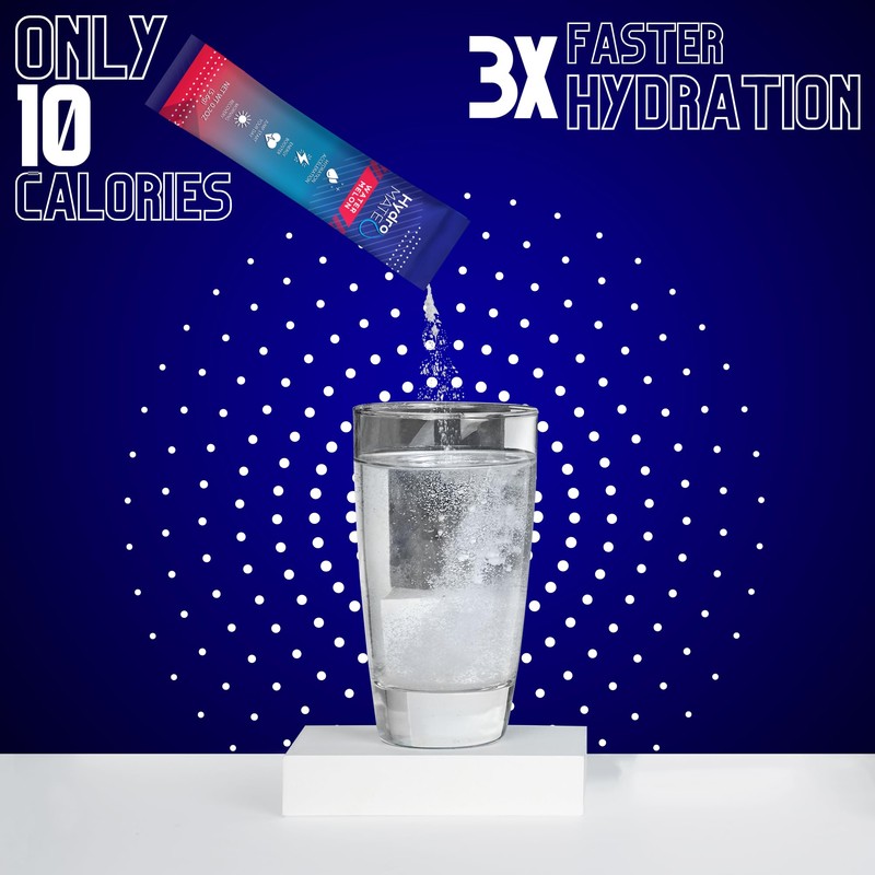 HydroMATE Electrolytes Powder Drink Mix Packets Hydration Accelerator Low Sugar